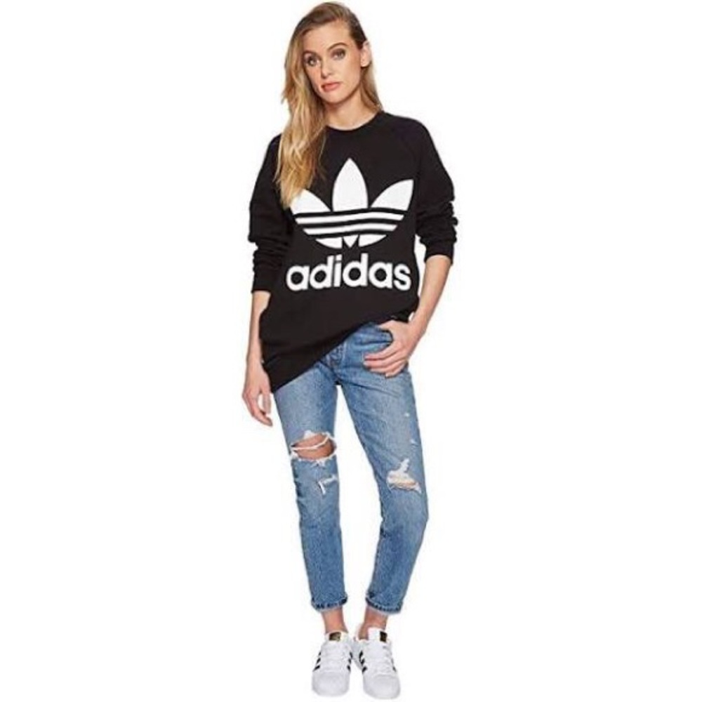 Adidas originals trefoil oversize sweatshirt black